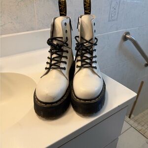 Dr. Martens White Combat Boots with Black Laces